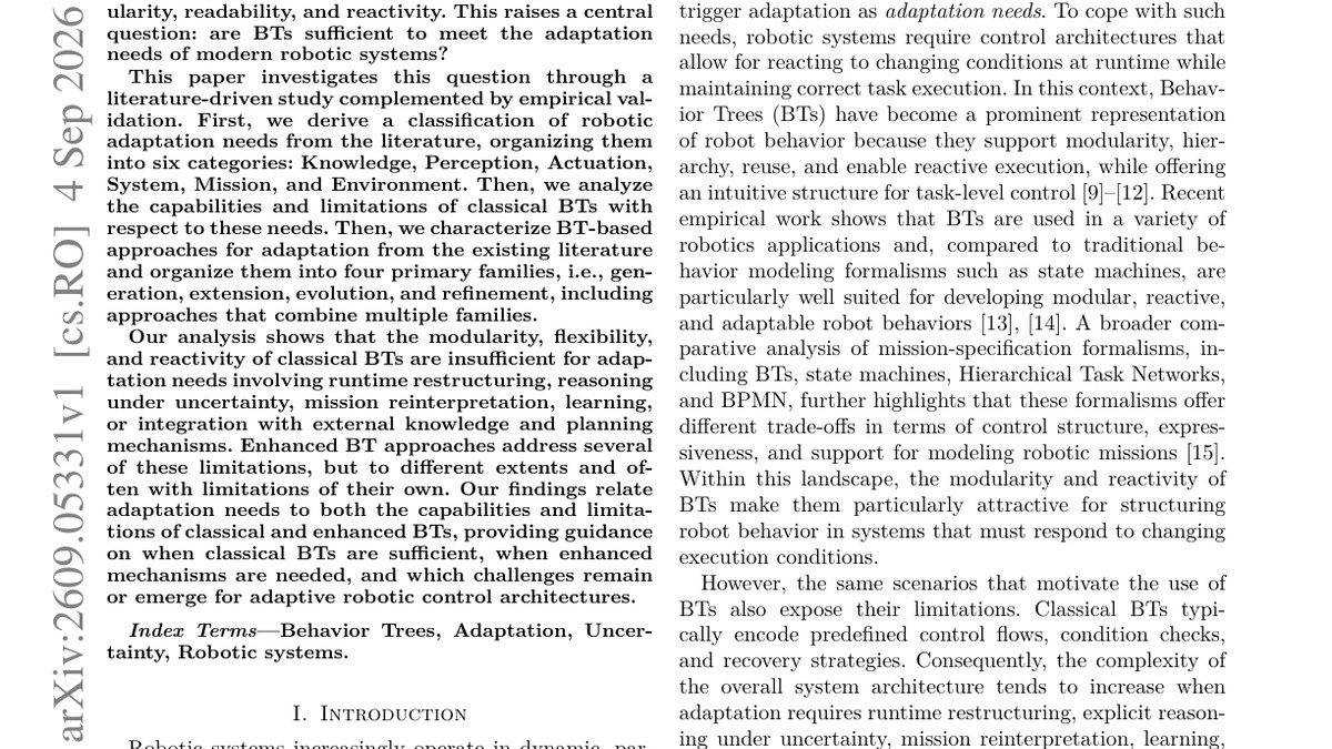 Adaptation Needs in Robotic Systems: Assessing Behavior Trees and Their Enhancement