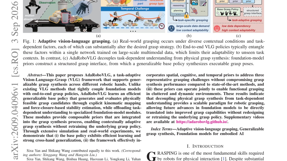 Adaptive Vision-Language Grasping via Composable Foundation Priors and Generalizable Grasp Synthesis