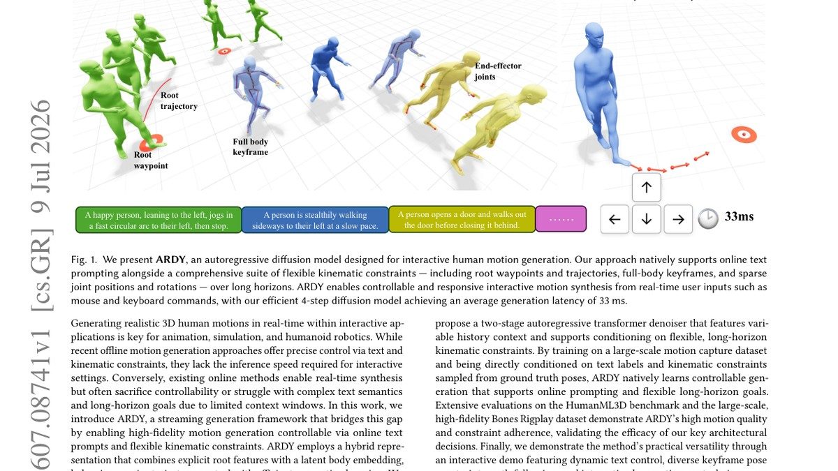 ARDY: Autoregressive Diffusion with Hybrid Representation for Interactive Human Motion Generation