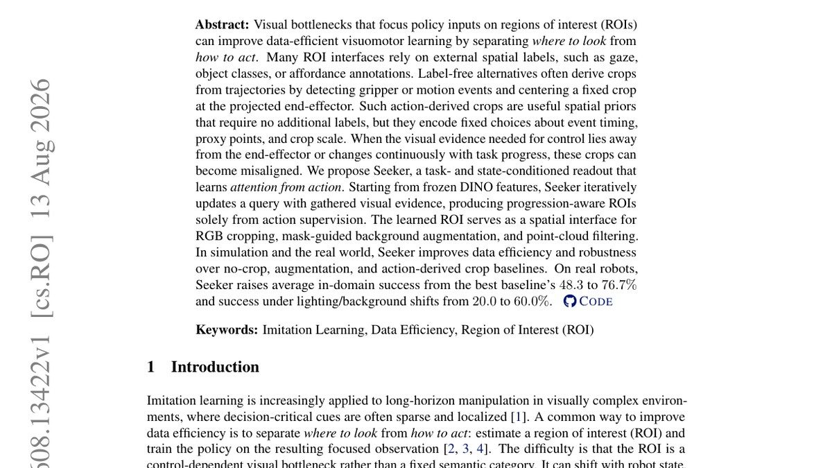Attention from Action, for Action: Emergent Visual Bottlenecks for Policy Learning