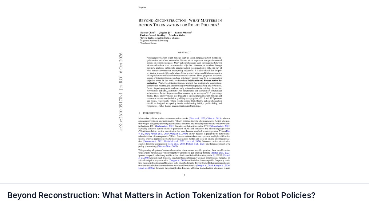 Beyond Reconstruction: What Matters in Action Tokenization for Robot Policies?