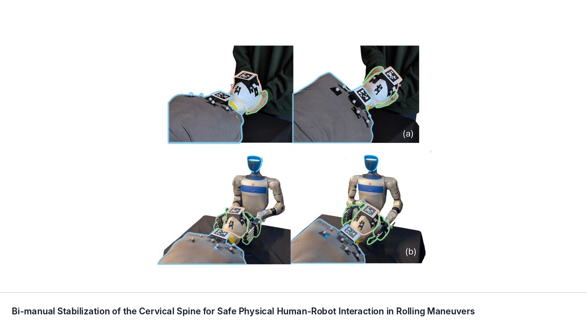 Bi-manual Stabilization of the Cervical Spine for Safe Physical Human-Robot Interaction in Rolling Maneuvers