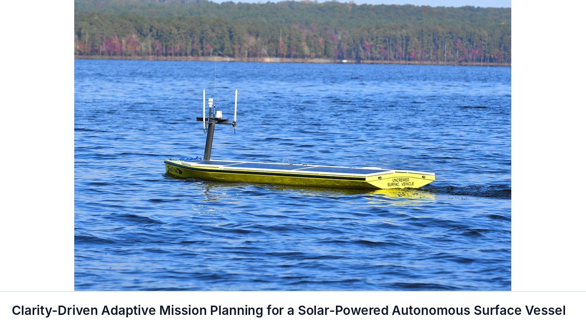 Clarity-Driven Adaptive Mission Planning for a Solar-Powered Autonomous Surface Vessel