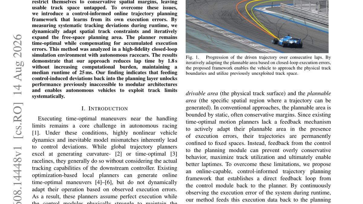 Control-Informed Constraint Adaptation in Minimum-Time Trajectory Planning for Autonomous Racing