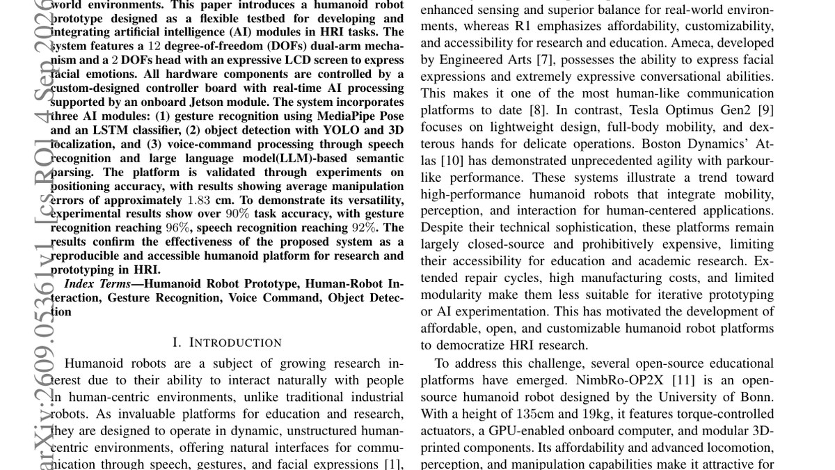 Development of a Humanoid Robot Prototype for Multimodal Human-Robot Interaction