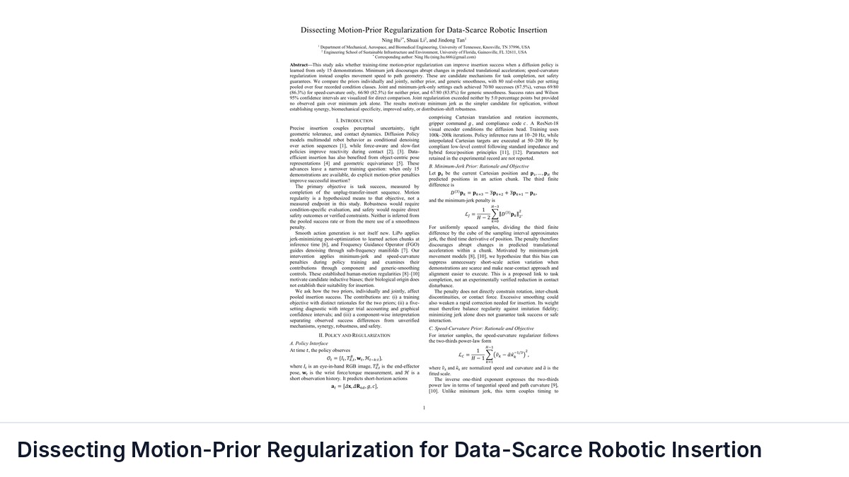 Dissecting Motion-Prior Regularization for Data-Scarce Robotic Insertion