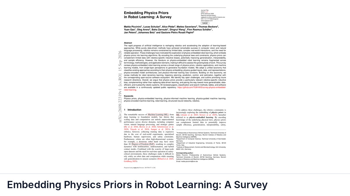 Embedding Physics Priors in Robot Learning: A Survey