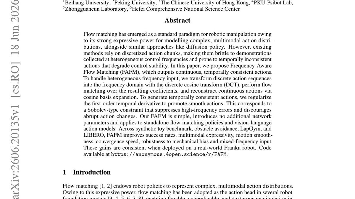 Frequency-Aware Flow Matching for Continuous and Consistent Robotic Action Generation