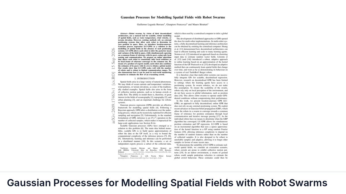 Gaussian Processes for Modelling Spatial Fields with Robot Swarms