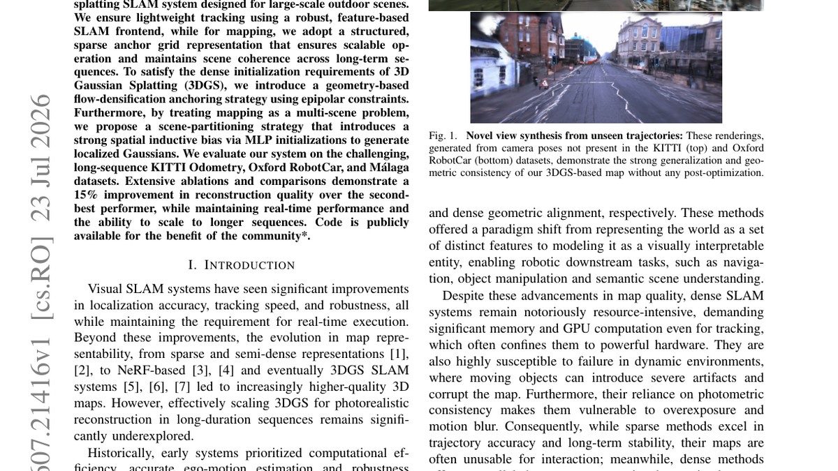 GLAM-SLAM: Real-time Gaussian Large-scale Mapping via Flow Densification and Spatial Decomposition