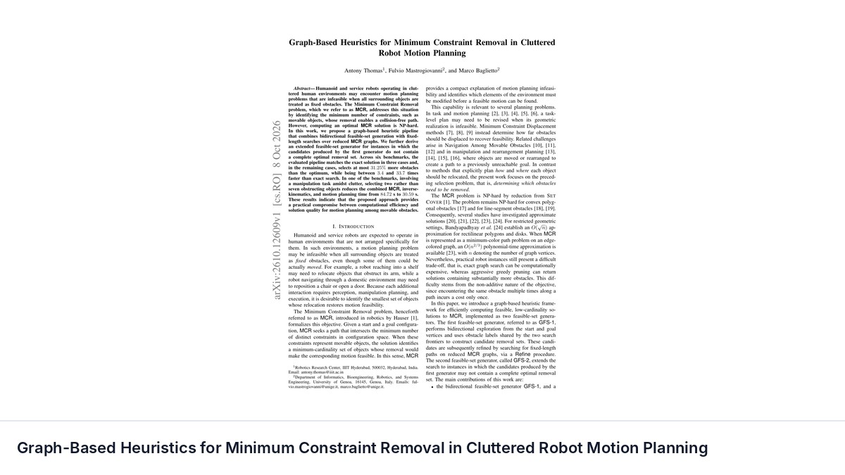 Graph-Based Heuristics for Minimum Constraint Removal in Cluttered Robot Motion Planning