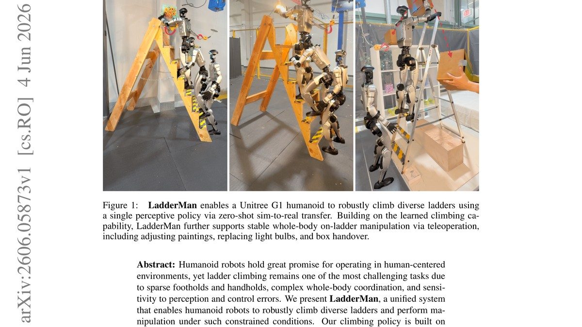 LadderMan: Learning Humanoid Perceptive Ladder Climbing