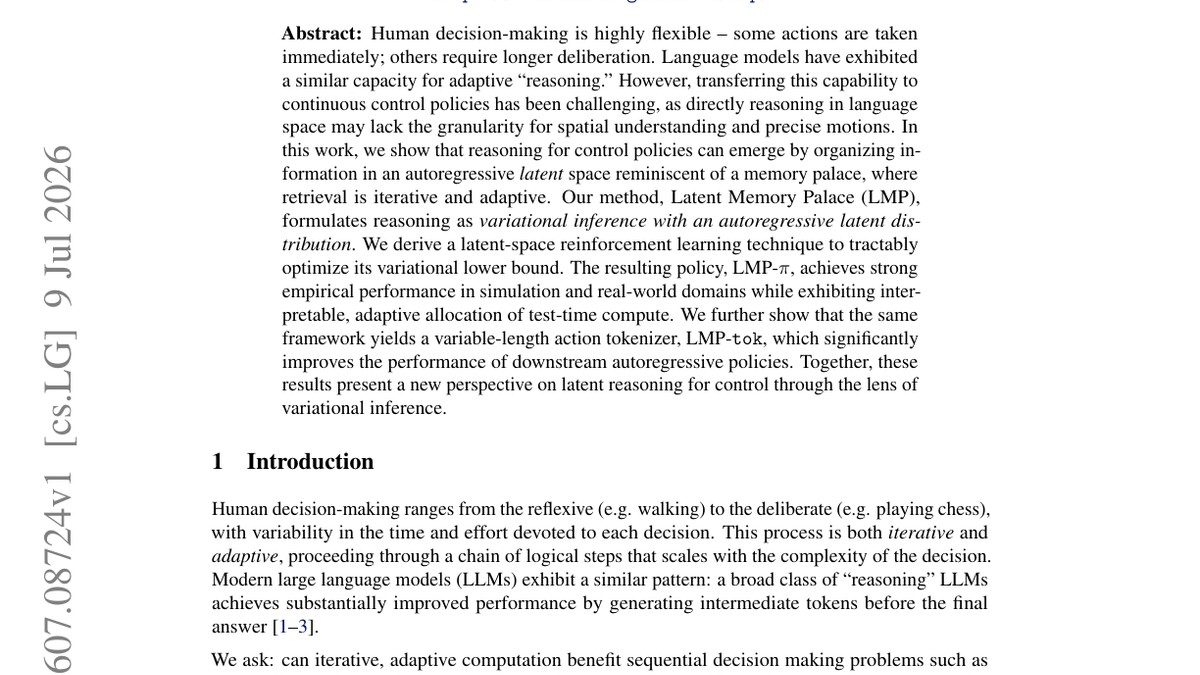 Latent Memory Palace: Reasoning for Control as Autoregressive Variational Inference