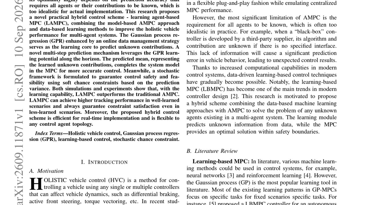 Learning Agent-based Model Predictive Control for Holistic Vehicle Performance