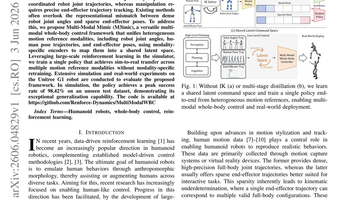 M3imic: Learning a Versatile Whole-Body Controller for Multimodal Motion Mimicking