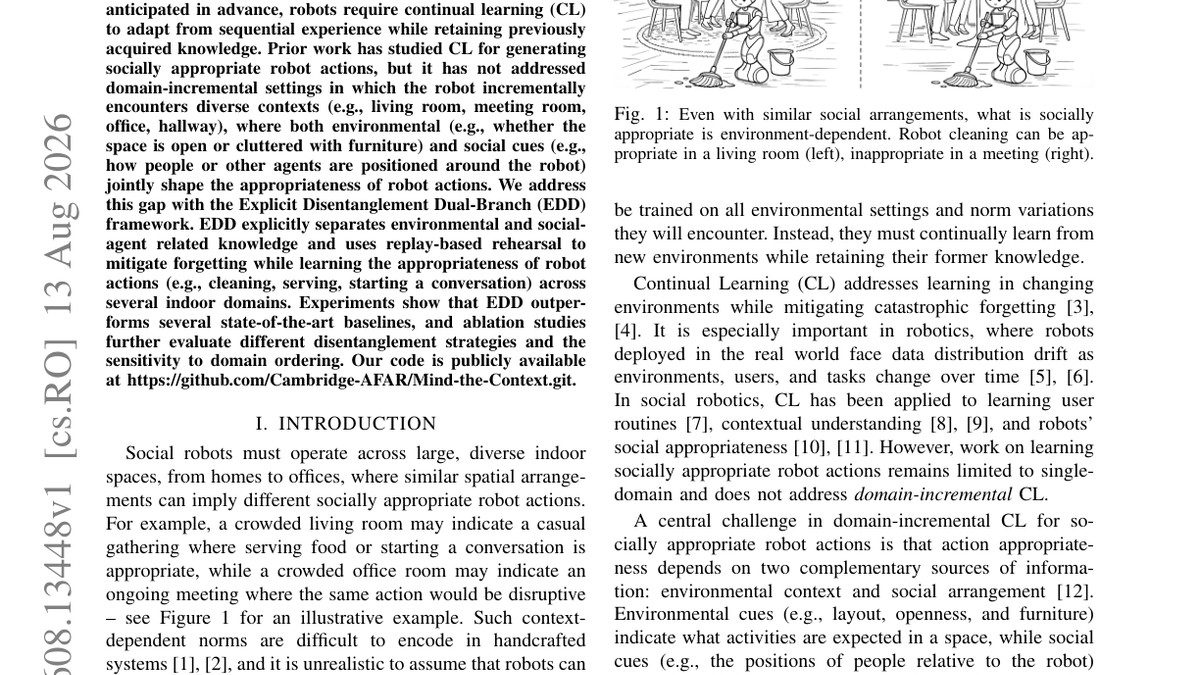 Mind the Context: Continual Learning of Socially Appropriate Robot Actions via Environmental-Social Disentanglement