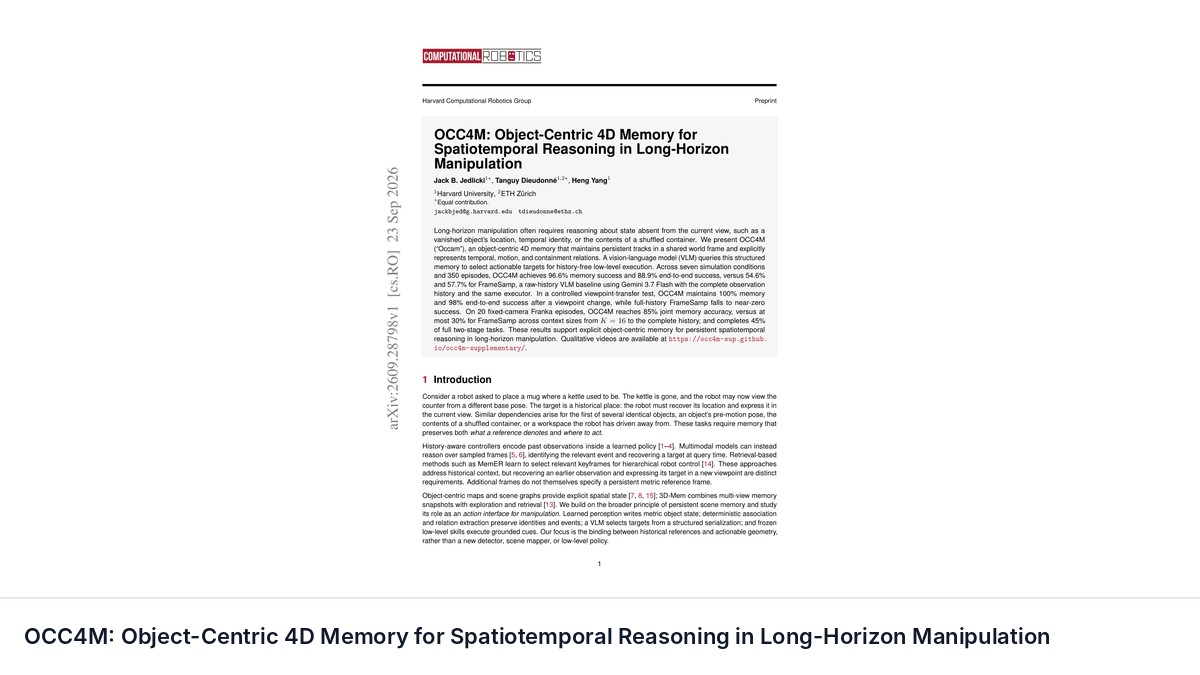 OCC4M: Object-Centric 4D Memory for Spatiotemporal Reasoning in Long-Horizon Manipulation