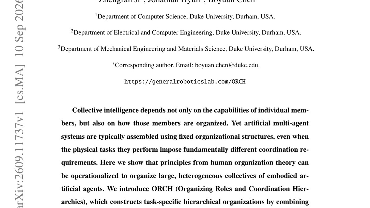 ORCH: Organizational Principles Enable Collective Intelligence in Embodied AI