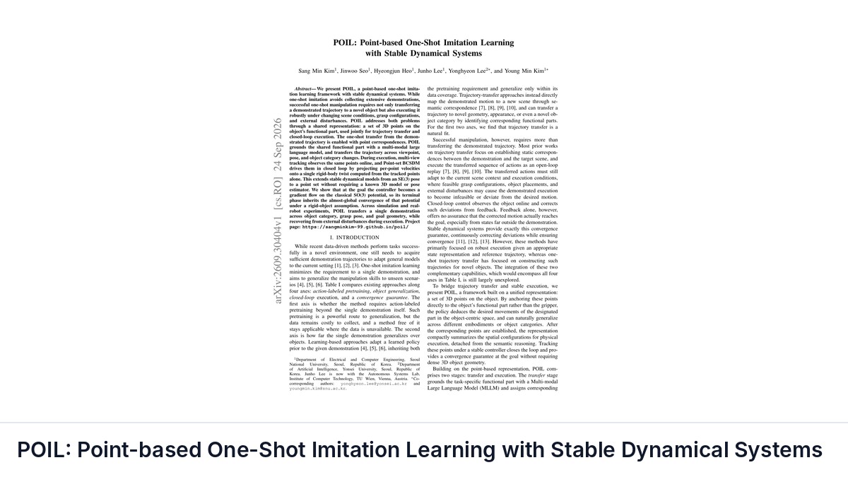 POIL: Point-based One-Shot Imitation Learning with Stable Dynamical Systems