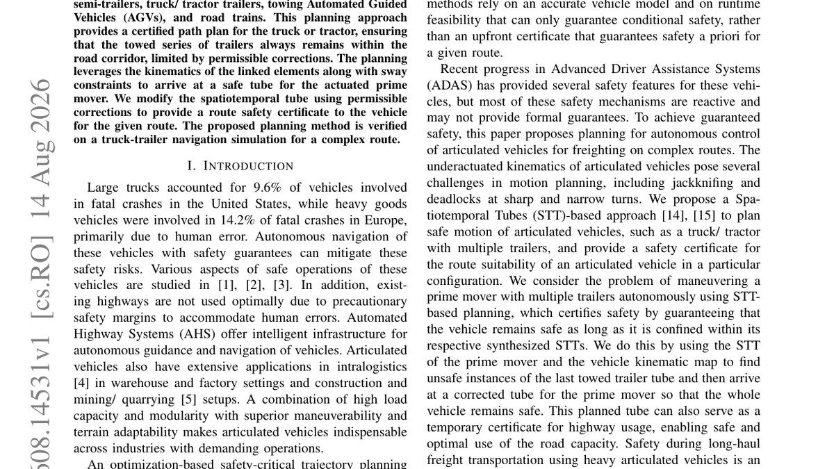 Spatiotemporal Tube-Based Safety-Certificate for Autonomous Navigation of Articulated Vehicles