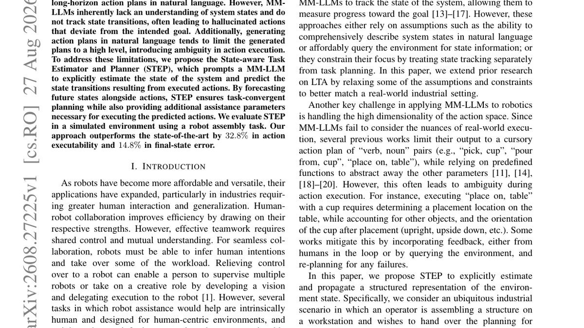 STEP: State-Aware Task Estimation and Planning with Multi-Modal LLMs for Human-Robot Collaboration