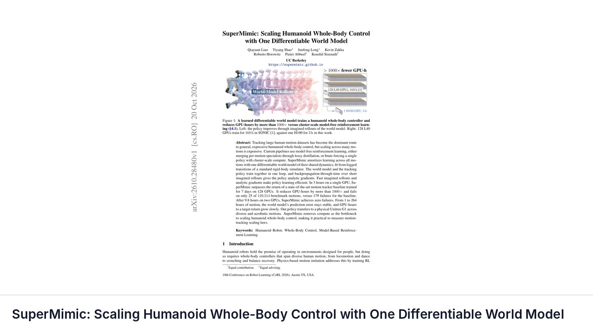SuperMimic: Scaling Humanoid Whole-Body Control with One Differentiable World Model