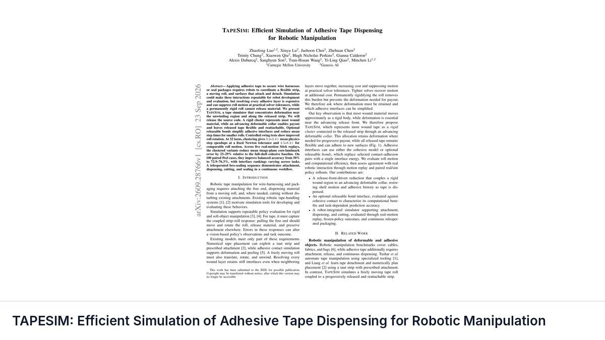 TAPESIM: Efficient Simulation of Adhesive Tape Dispensing for Robotic Manipulation