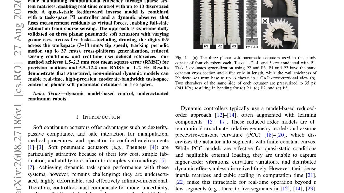 Task-space model-based control of pneumatic soft actuators