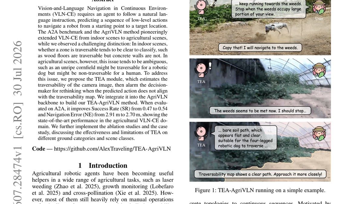 TEA-AgriVLN: Traversability Estimation Alarm for Agricultural Vision-and-Language Navigation