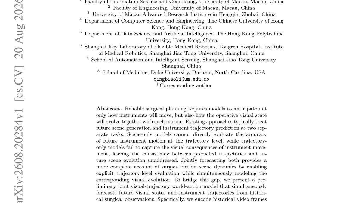 Towards Surgical World-Action Modeling: A Preliminary Joint Visual-Trajectory Forecasting for Surgical Motion Planning