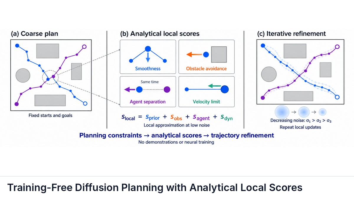 Training-Free Diffusion Planning with Analytical Local Scores