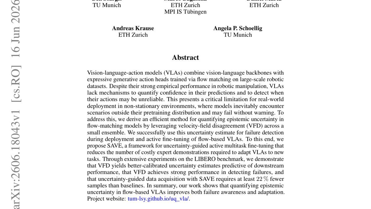 Uncertainty Quantification for Flow-Based Vision-Language-Action Models