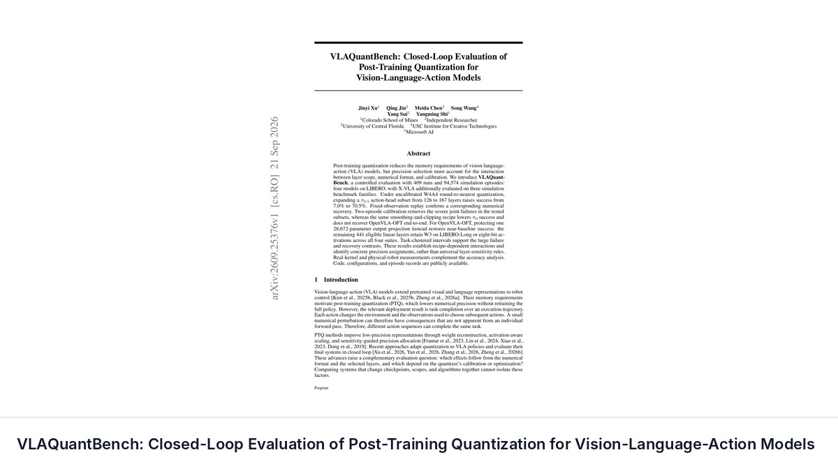 VLAQuantBench: Closed-Loop Evaluation of Post-Training Quantization for Vision-Language-Action Models