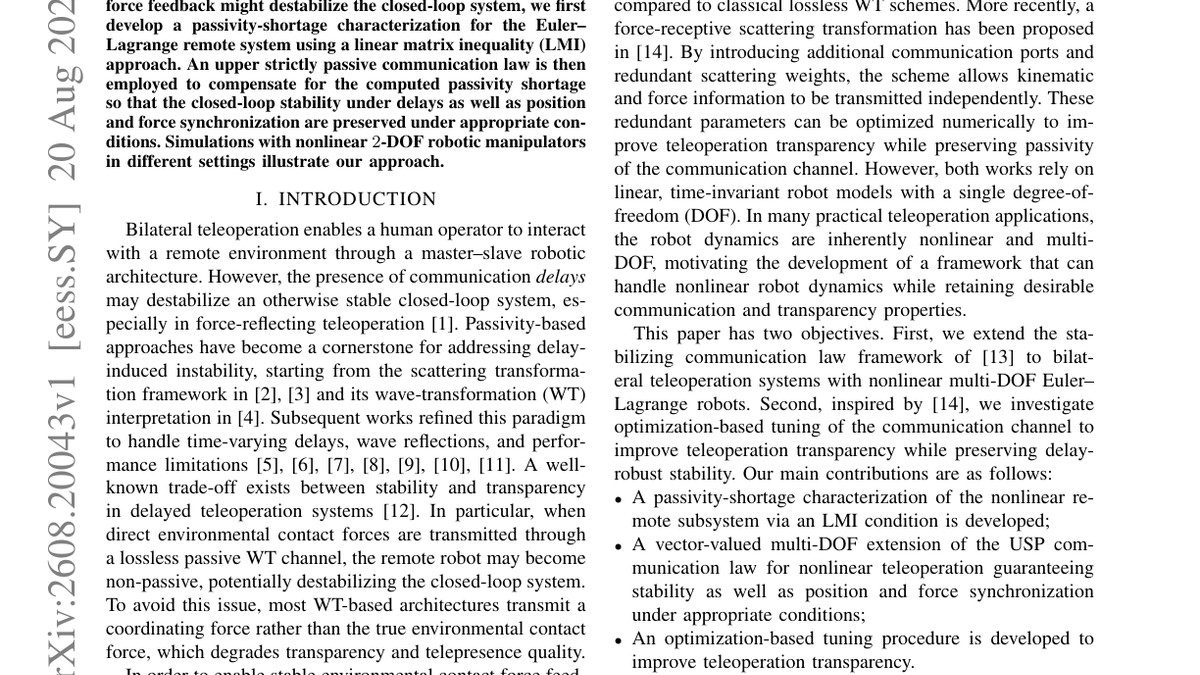 Wave-Based Bilateral Teleoperation between Nonlinear Manipulators with Direct Contact Force Feedback