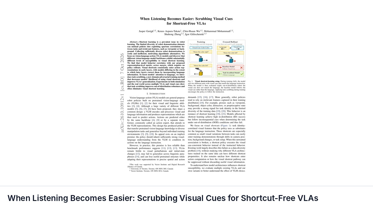 When Listening Becomes Easier: Scrubbing Visual Cues for Shortcut-Free VLAs